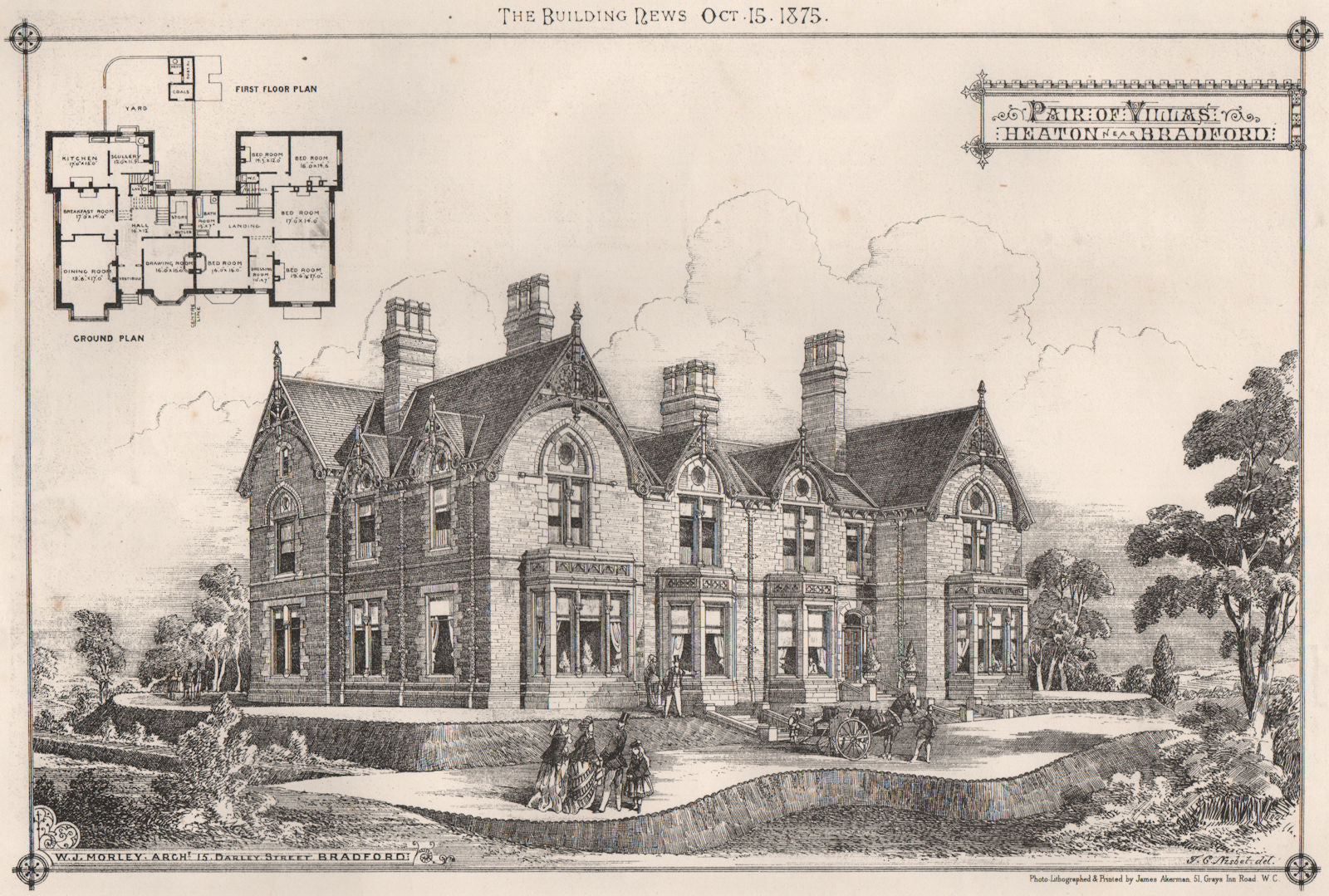 Pair of villas, Heaton nr Bradford; W.J. Morley Architect. Yorkshire 1875